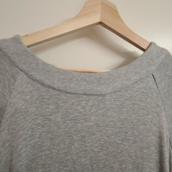 Lilla Doe Dress Womens Small Gray Jersey Knit Midi Long Sleeve Pockets Pullover - Picture 3 of 10